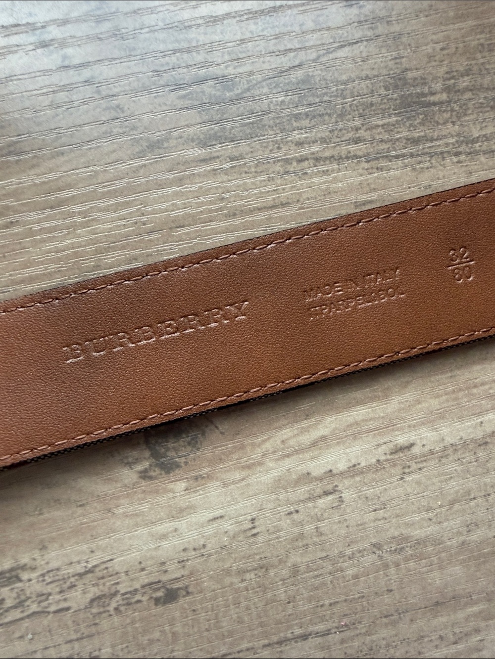 Worn Burberry Men's Gold-Tone Buckle with Beige Check Belt size 80 - Picture 7 of 15